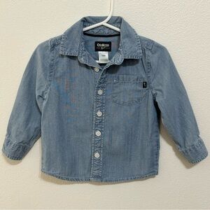 OSHKOSH B'GOSH · TODDLER BOYS' LIGHT WASH CHAMBRAY BUTTON-DOWN SHIRT - SIZE 18M
